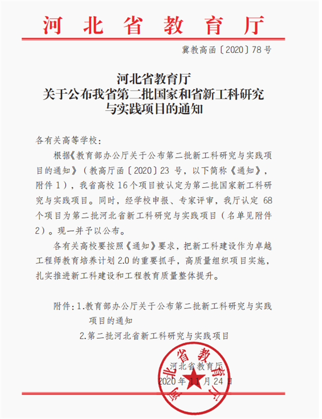 Beat365《新工科背景下民办院校土木工程专业人才培养模式探索》 课题入选河北省第二批新工科研究与实践项目