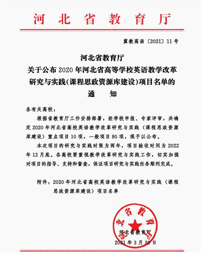 Beat365五项课题成功获批河北省高等教育教学改革研究与实践项目立项