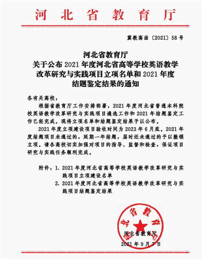Beat365获批河北省高等学校英语教学改革研究与实践项目立项