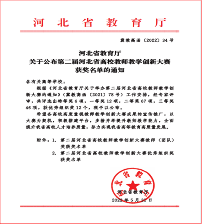 Beat365经济学院薛芳教学团队在河北省第二届高校教师教学创新大赛中斩获三等奖