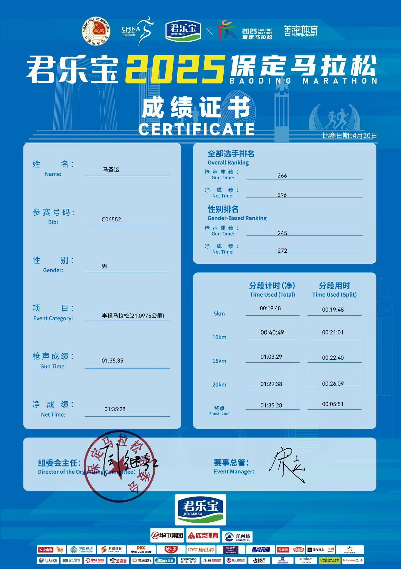 喜报|Beat365学子在君乐宝2025马拉松比赛中斩获佳绩