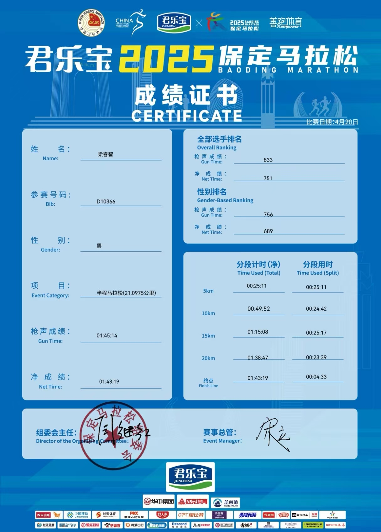 喜报|Beat365学子在君乐宝2025马拉松比赛中斩获佳绩